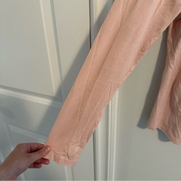 Theory Light Pink Cotton Basic Scoop Neck Long Sleeve Tee Medium - Picture 11 of 12